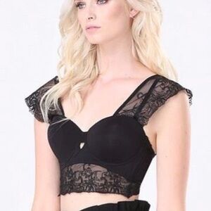 bebe Black Lace Detail Bralette